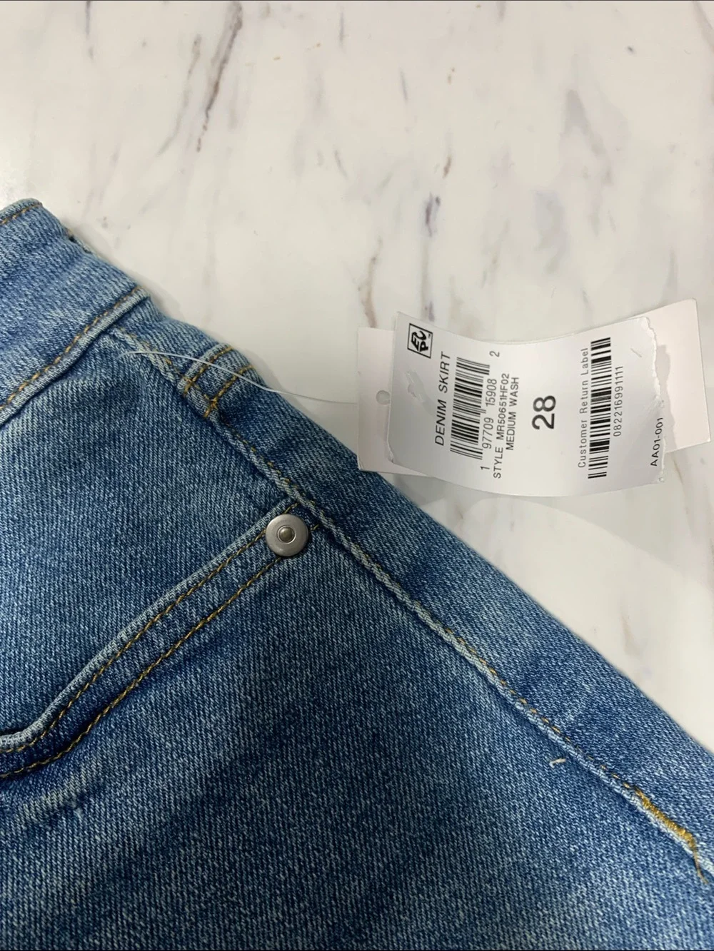 Frayed-Trim Blue Denim Maxi Skirt with Front Slit